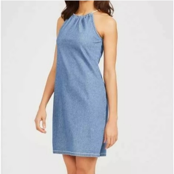J. McGlaughlin Blue Jean Maria Halter Dress